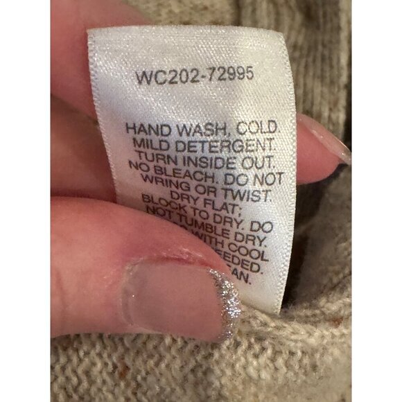 Pendleton Sweater Women 1X Beige Wool Yak Linen Knit Cowl Neck Poncho Cape - Picture 11 of 11